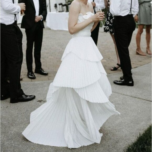 AMUR Ophelia Pleated Taffeta Maxi Skirt White Womens Size 8 - Picture 12 of 12